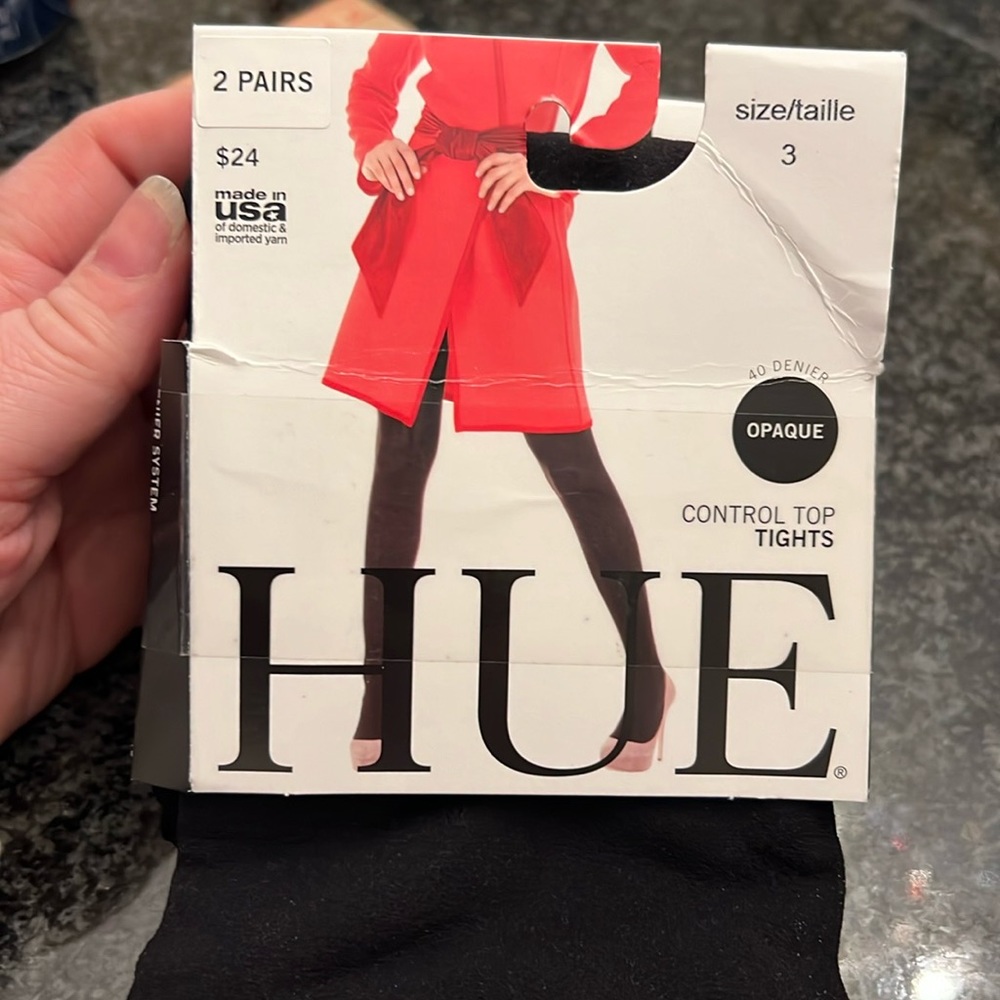 COPY - NWT Rare Vintage 1990’s Y2K Hue Opaque Tights  Size 3 black 2 pair